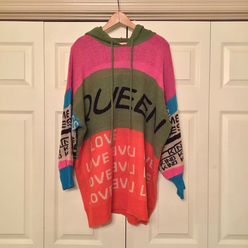 Queen Colorful Hooded Sweater Dress